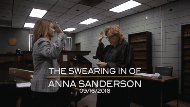 Video still of Anna Pace's Swearing In